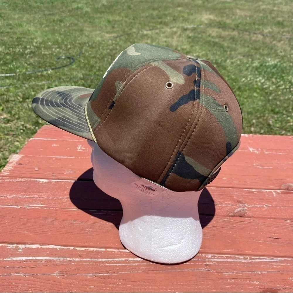 Vintage Grube’s Paving Camouflage Snap Back Trucker Hat Rope Lapel 90s Green